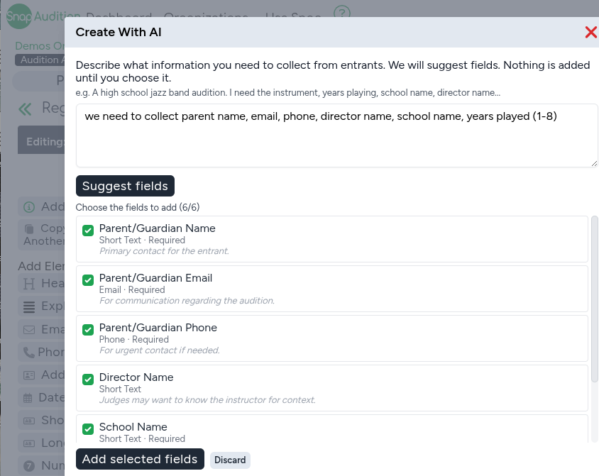 New AI Form Builder + Registration Form Autocomplete
